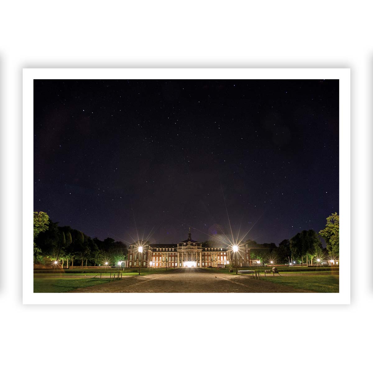 Postkarte Schloss Münster bei Nacht