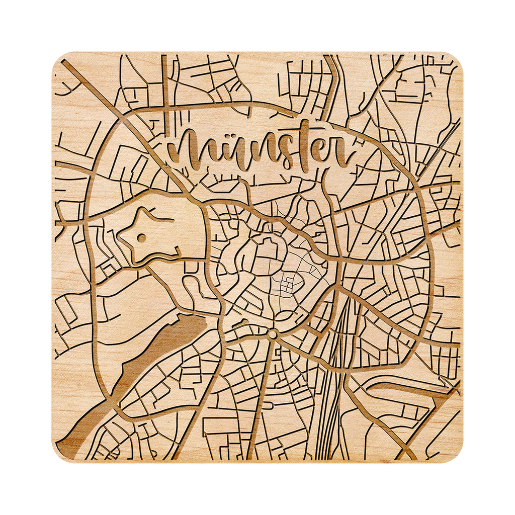Holzuntersetzer - Stadtplan Münster
