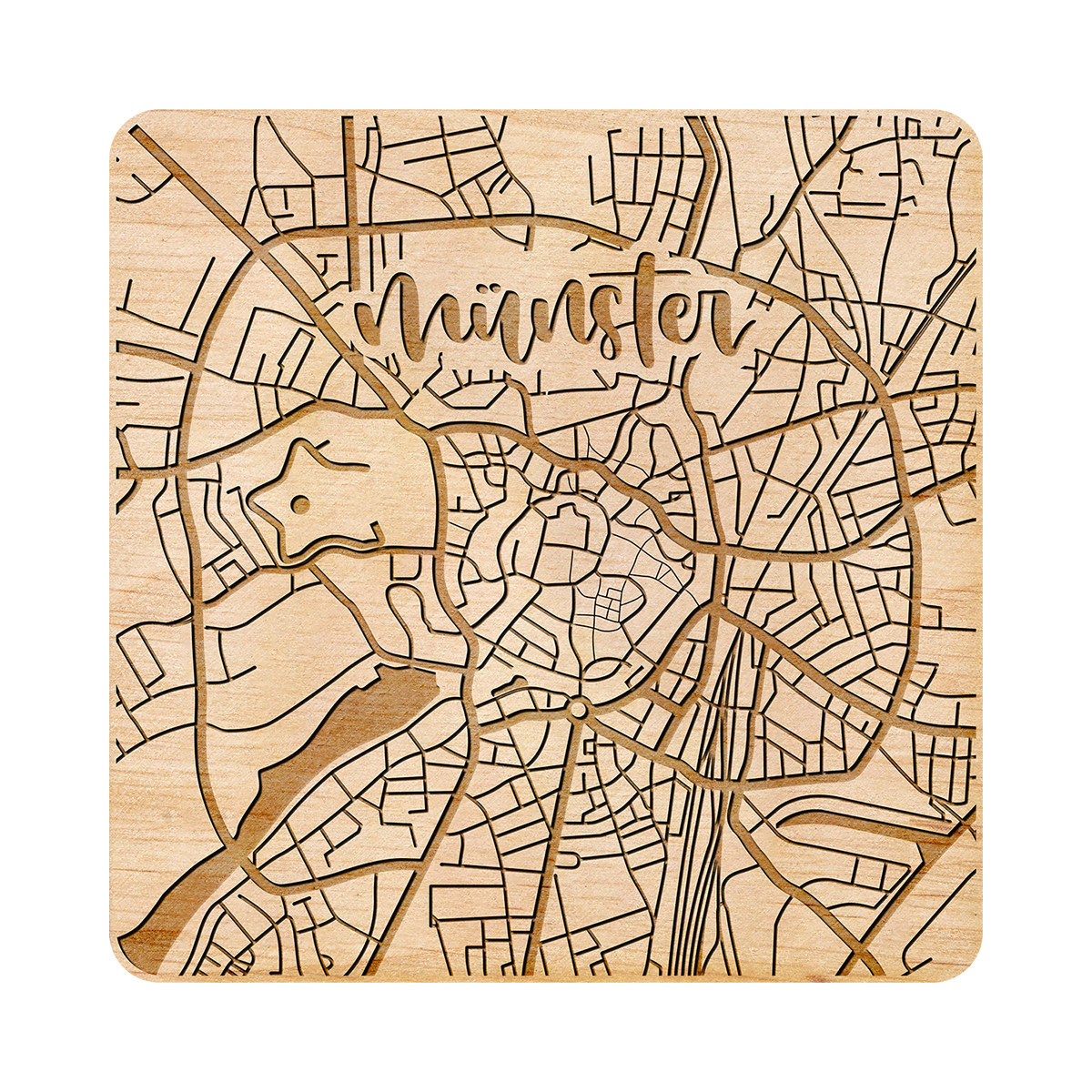 Holzuntersetzer - Stadtplan Münster