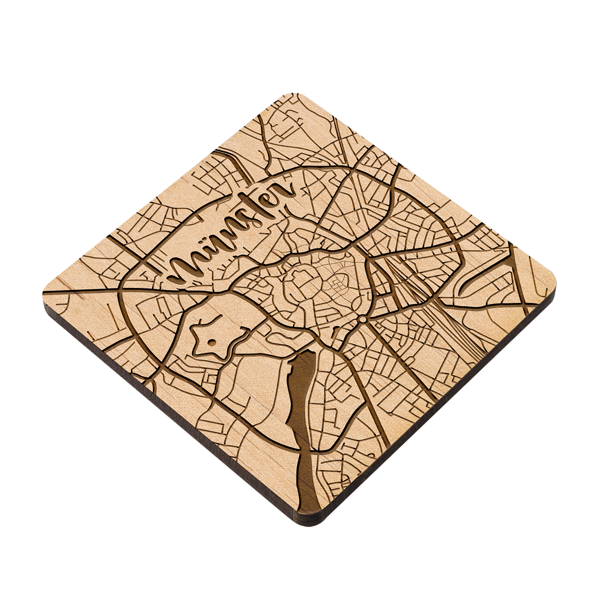 Holzuntersetzer - Stadtplan Münster