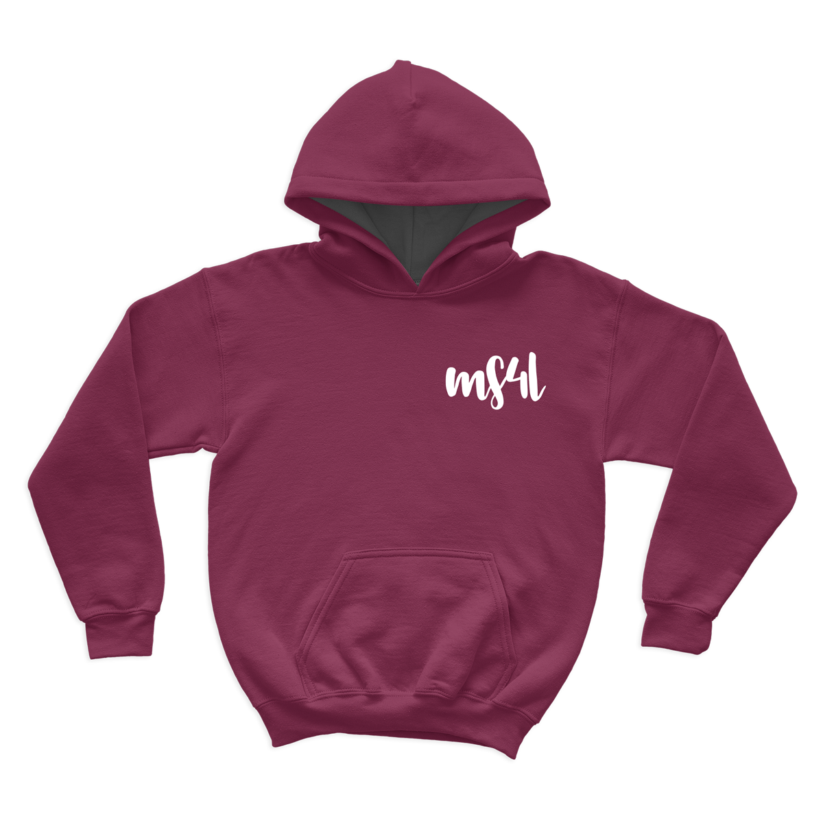 Kids Hoodie - MS4L Handletter - Burgundy